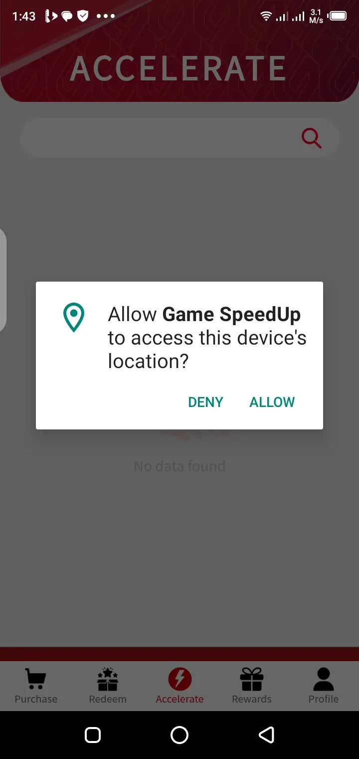 Game Speed Up VPN connection status while gaming